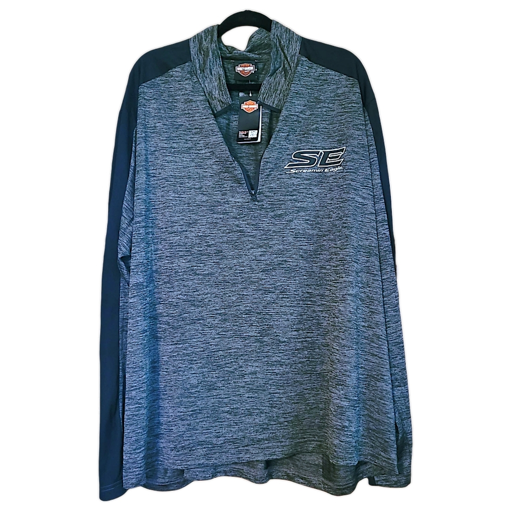 Harley-Davidson Screamin Eagle Mens Size 4XL Gray and Black Quarter Zip Pullover